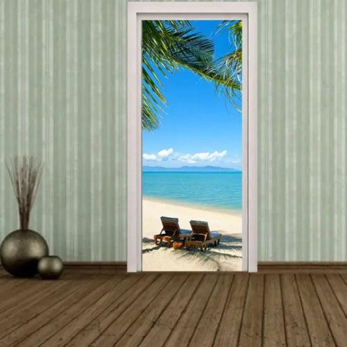 2 Pcs Removable Art Door Decals Household Decor Water Proof - Furniture4Design