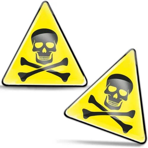 2 x 3D Silicone Sticker Car Motorcycle Door Wall Yellow Sign Danger Toxic - Furniture4Design