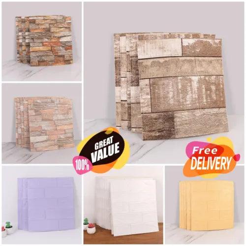 20pcs Set 3D Wall Stickers Classic Foam Stone Brick Adhesive Kitchen Home Panel - Furniture4Design