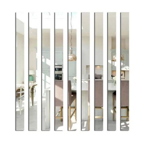 20Pcs Silver Acrylic Mirror Strips Self-adhesive Strips Tile Wall Sticker Decal - Furniture4Design