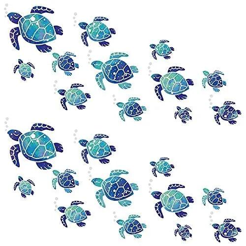 24 Pieces Sea Turtle Wall Decals Ocean Bathroom Decor Stickers Beach Sea Turt... - Furniture4Design