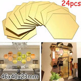 24 X 3D-Mirror Tiles Mosaic Wall Stickers Self Adhesive Bedroom Art Decal Home - Furniture4Design