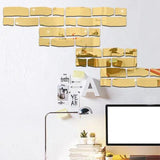 24PCS 3D Brick Shape Acrylic Mirror Tile Stickers Wall Decals Living Room Tiles - Furniture4Design