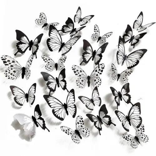 24Pcs 3D Butterfly Wall Decal Removable Sticker Bedroom Party Home Decor White - Furniture4Design