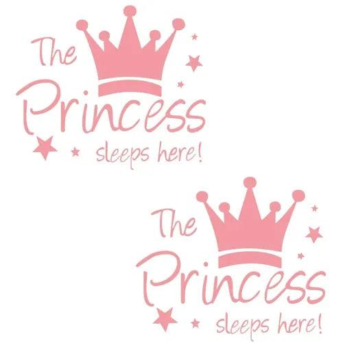 2PCS WALL STICKER PRINCESS DECAL CROWN STAR VINYL MURAL ART HOME KIDS ROOM DECOR - Furniture4Design