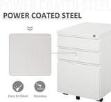 3-Drawer White Metal Filing Cabinet with Lock and Wheels for Legal and Letter Files - Furniture4Design