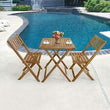 3-Piece Acacia Wood Folding Patio Bistro Table and Chairs Set, Natural Oiled - Furniture4Design