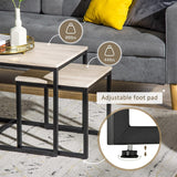 3-Piece Nesting Coffee Table Set with Black Metal Frame, Natural Finish for Living Room - Furniture4Design