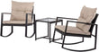 3-Piece Outdoor Patio Rocking Bistro Rattan Chair Set with Coffee Table, Black - Furniture4Design