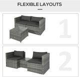 3-Piece Patio Furniture Set - Gray PE Rattan Wicker Sofa and Coffee Table - Furniture4Design