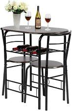 3-Piece Round Table and Chair Set for Kitchen Dining Room Bar Breakfast - Furniture4Design