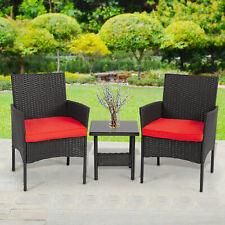 3 Pieces Outdoor Patio Furniture Set, Wicker Table and Chairs Set with Cushion - Furniture4Design