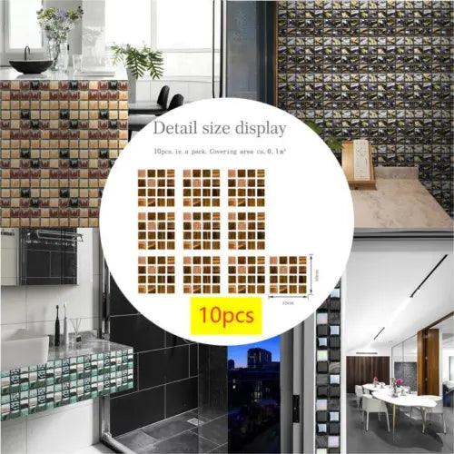 30pc Kitchen Tile Stickers Bathroom Mosaic Wall Sticker Self-adhesive Home Decor - Furniture4Design