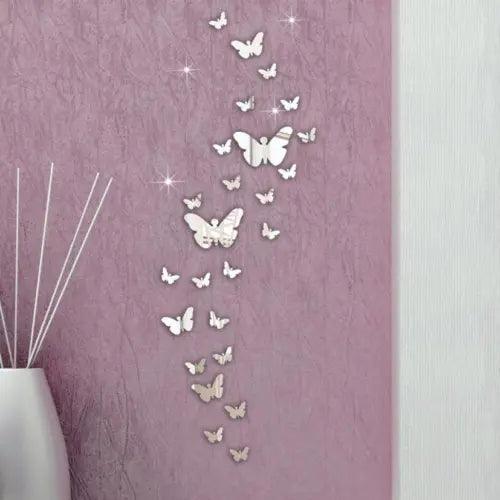 30pcs/set Butterfly 3D Mirror Wall Stickers Self Adhesive DIY Art Home Decor - Furniture4Design