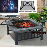 32 European and American Style Outdoor Fire Pit for Wood with Poker and Mesh Cover - Furniture4Design