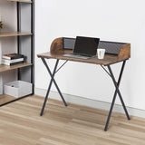 39-inch Sturdy Home Office Computer Writing Desk with Baffle and Scratch-Resistant Desktop, Brown - Furniture4Design