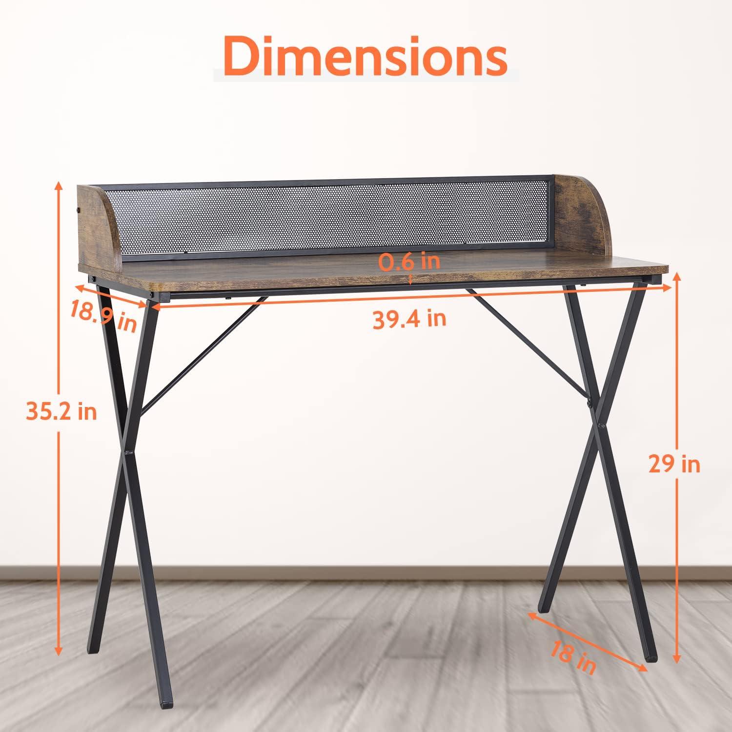 39-inch Sturdy Home Office Computer Writing Desk with Baffle and Scratch-Resistant Desktop, Brown - Furniture4Design