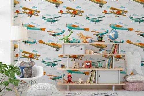 3D Aircraft Cloud Sky White Self-adhesive Removeable Wallpaper Wall Mural1 3223 - Furniture4Design