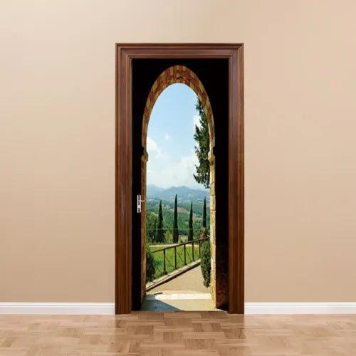 3D Arched Door Wall Sticker Wrap Mural Scene Self Adhesive Home Decor Decal - Furniture4Design