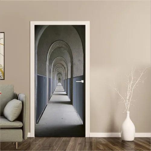 3D Arched Passage Wallpaper Self-adhesive Removable Bedroom Door Sticker Murals - Furniture4Design