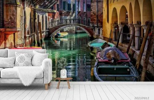 3D Architecture Sea Ship Bridge Self-adhesive Removeable Wallpaper Wall Mural1 - Furniture4Design