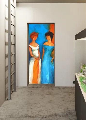 3D Art Painting With Retro Women Self-adhesive Bedroom Door Stickers Wall Murals - Furniture4Design