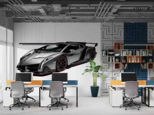 3D Automobile Black Self-adhesive Removeable Wallpaper Wall Mural1 820 - Furniture4Design