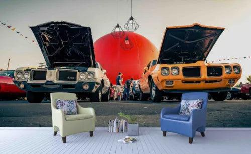 3D Automobile Round Person Self-adhesive Removeable Wallpaper Wall Mural1 1166 - Furniture4Design