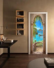 3D Balcony Arch Seascape Door Sticker Self-Adhesive Wall Murals Photo Wall Decal - Furniture4Design