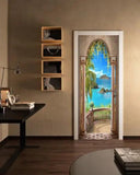 3D Balcony Arch Seascape Door Sticker Self-Adhesive Wall Murals Photo Wall Decal - Furniture4Design