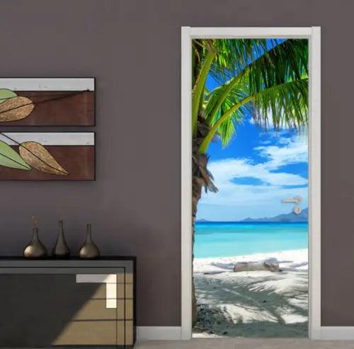 3D Beach Seaside Self Adhesive Living Room Door Stickers Wall Murals Home Decor - Furniture4Design