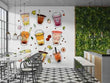 3D Beverages Straw Cream Cup Self-adhesive Removeable Wallpaper Wall Mural1 - Furniture4Design