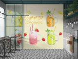 3D Beverages Straw Letter Yellow Self-adhesive Removeable Wallpaper Wall Mural1 - Furniture4Design