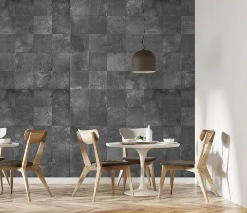 3D Black Wall ZHU044 Texture Tiles Marble Wallpaper Wall Mural Removable Zoe - Furniture4Design