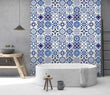 3D Blue Flower Wall ZHU039 Texture Tiles Marble Wallpaper Wall Mural Removable - Furniture4Design