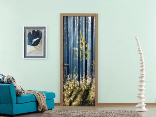 3d Blue Misted Forest Self-adhesive Living Room Door Adorn House Embellish - Furniture4Design