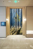 3D Blue Misted Natural Forest Living Room Door Sticker Wall Mural Poster - Furniture4Design