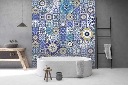 3D Blue Pattern Tiles G2906 Wallpaper Wall Murals Removable Self-adhesive Erin - Furniture4Design