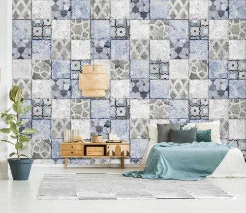 3D Blue Petal Pattern Tiles 2639NA Wallpaper Wall Murals Removable Wallpaper Fay - Furniture4Design