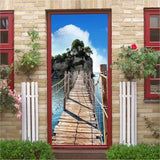 3D Blue Sky Bridge Island Self-adhesive Bedroom Door Sticker Wall Murals Decals - Furniture4Design