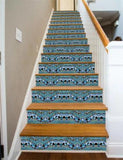 3D Blue Tile 09 Stair Risers Decoration Photo Mural Vinyl Decal Wallpaper - Furniture4Design