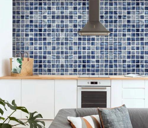 3D Blue Tile 17597NA Wallpaper Wall Murals Removable Wallpaper Fay - Furniture4Design