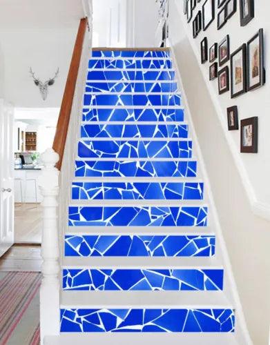 3D Blue Tile 484 Stair Risers Decoration Photo Mural Vinyl Decal Wallpaper - Furniture4Design