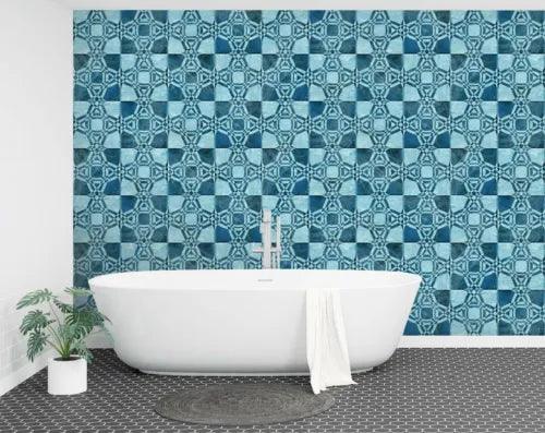 3D Blue Tile G6813 Wallpaper Wall Murals Removable Self-adhesive Honey - Furniture4Design