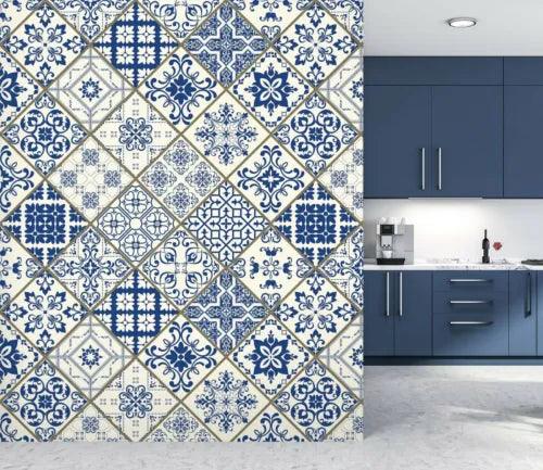 3D Blue Tile Pattern 26077NA Wallpaper Wall Murals Removable Wallpaper Fay - Furniture4Design