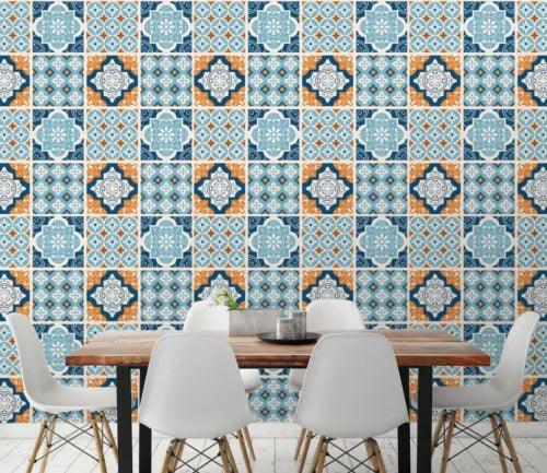 3D Blue Tile Pattern 41794NA Wallpaper Wall Murals Removable Wallpaper Fay - Furniture4Design