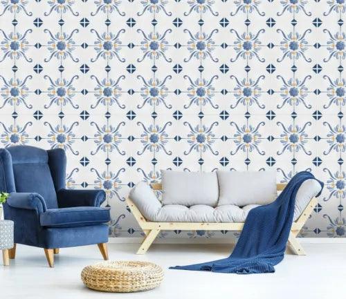 3D Blue Tile Pattern 42381NA Wallpaper Wall Murals Removable Wallpaper Fay - Furniture4Design