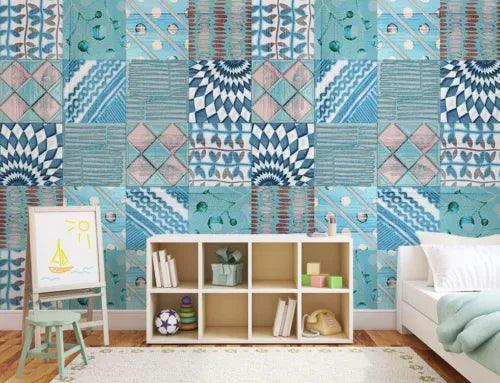 3D Blue Tile Pattern 48831NA Wallpaper Wall Murals Removable Wallpaper Fay - Furniture4Design