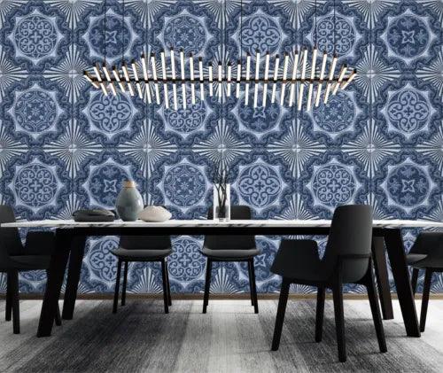 3D Blue Tile Pattern G3820 Wallpaper Wall Murals Removable Self-adhesive Erin - Furniture4Design