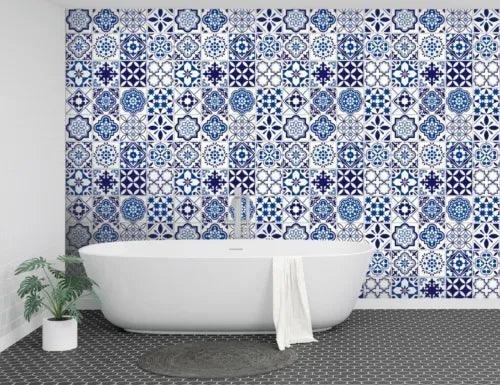 3D Blue Tile Pattern ZHUA7307 Wallpaper Wall Murals Removable Self-adhesive Amy - Furniture4Design